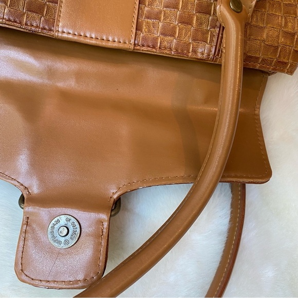 Vintage 70’s leather shoulder bag purse checkered leather - Picture 5 of 5